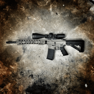 AMERICAN RESISTANCE GEAR AR15 RIFLE WITH FAXON FLAME FLUTED BARREL, FORTIS HANDGUARD, TRIJICON ACCU-POWER SCOPE ON WARNE MOUNT