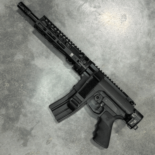 AR TAKEDOWN PISTOL CHAMBERED IN 556/223, CRY HAVOC QRB, LAW TACTICAL FOLDING STOCK ADAPTER GEN 3M, SB TACTICAL SBA3 BRACE, BILLET RECEIVERS.