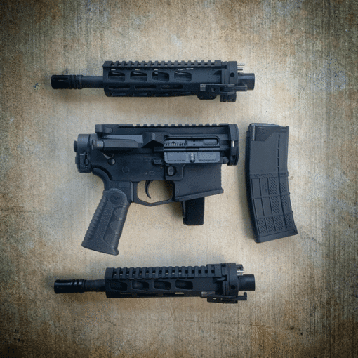 AMERICAN RESISTANCE AR15 BREAKDOWN PISTOL, CRY HAVOC TACTICAL QRB, LAW TACTICAL FOLDING STOCK ADAPTER