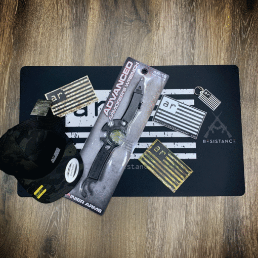 SWAG PACK, ARMORER'S MAT, ADVANCED ARMORER'S WRENCH, KEY CHAIN, STICKERS, HAT