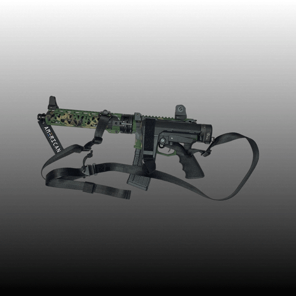 AMERICAN RESISTANCE AR15 TAKEDOWN PISTOL WITH M81 CERAKOTE PATTERN, LAW TACTICAL, CRY HAVOC TACTICAL, DANIEL DEFENSE SIGHTS, SSA-E TRIGGER, SB TACTICAL BRACE