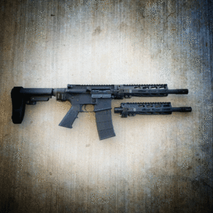 AMERICAN RESISTANCE AR15 BREAKDOWN PISTOL WITH CRY HAVOC TACTICAL QRB AND LAW TACTICAL FOLDING STOCK ADAPTER GEN3-M