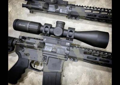 AMERICAN RESISTANCE AR15 COMBINATION SET. 18" 6.5 GRENDEL AND 16" 556/223 BARRELS WITH CUSTOM CERKAOTE AND BURRIS SCOPE AND TRIJICON ACOG.