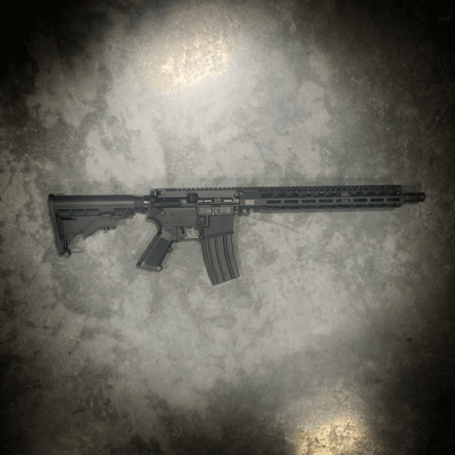 AR15 RIFLE WITH M4 STOCK, GRIP, AND 15" MLOK HANDGUARD. 16" BARREL NATO CHAMBER