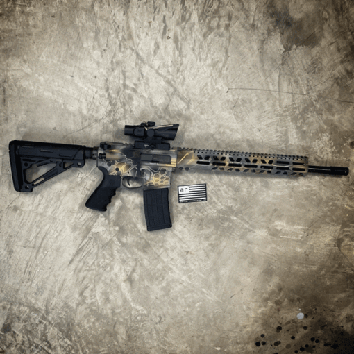 CUSTOM AR15 RIFLE WITH KRYPTEK CERAKOTE, FN CHROME LINED BARREL, HOGUE STOCK AND GRIP