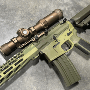CUSTOM AR15 RIFLE, 16" 556 NATO, FN BARREL, B5 SYSTEMS STOCK AND GRIP, CUSTOM CERAKOTE GREEN THEME, SIG SAUER OPTIC