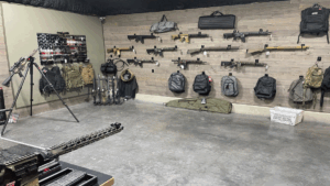 American Resistance Gun Store inside view, retail walls and displays. located in Nacogdoches, Tx.