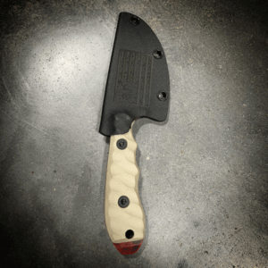 AMERICAN RESISTANCE CUSTOM TACTICAL KNIFE MADE BY BC BLADEWORKS WITH CUSTOM CRIMSON RED CERAKOTE, AND KRYDEX SHEATH.