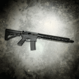 AMERICAN RESISTANCE AR15 RIFLE CHAMBERED IN 556/223, 15" MLOK HANDGUARD, HOGUE GRIP AND STOCK, FN CHROME LINED BARREL.