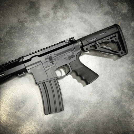 AMERICAN RESISTANCE AR15 RIFLE CHAMBERED IN 556/223, 15" MLOK HANDGUARD, HOGUE GRIP AND STOCK, FN CHROME LINED BARREL.