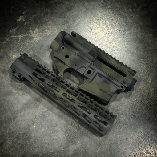 BALLISTIC ADVANTAGE ADVANCED UPPER AND LOWER RECEIVER WITH ARG 10" MLOK HANDGAURD, ALL WITH BLACK MULTICAM CERAKOTE PATTERN