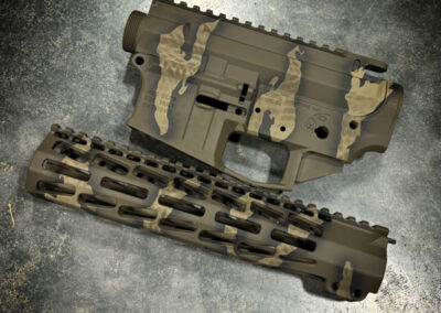 BALLISTIC ADVANTAGE UPPER AND LOWER ENHANCED RECEIVERS WITH 10" ARG MLOK HANDGUARD AND TIGER STRIPE CERAKOTE