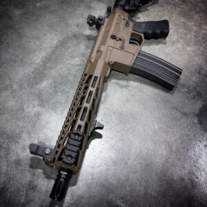 AMERICAN RESISTANCE AR15 SBR, CHOCOLATE BROWN CERAKOTE, XS SIGHTS, CRITERION BARREL, 10.3" BARREL.